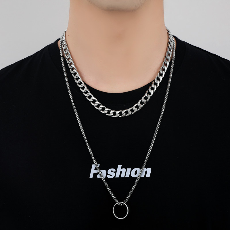 Wholesale thick plain titanium steel necklace, men's and women's Cuban chain, hip-hop trend, simple and versatile, no color fading details Picture