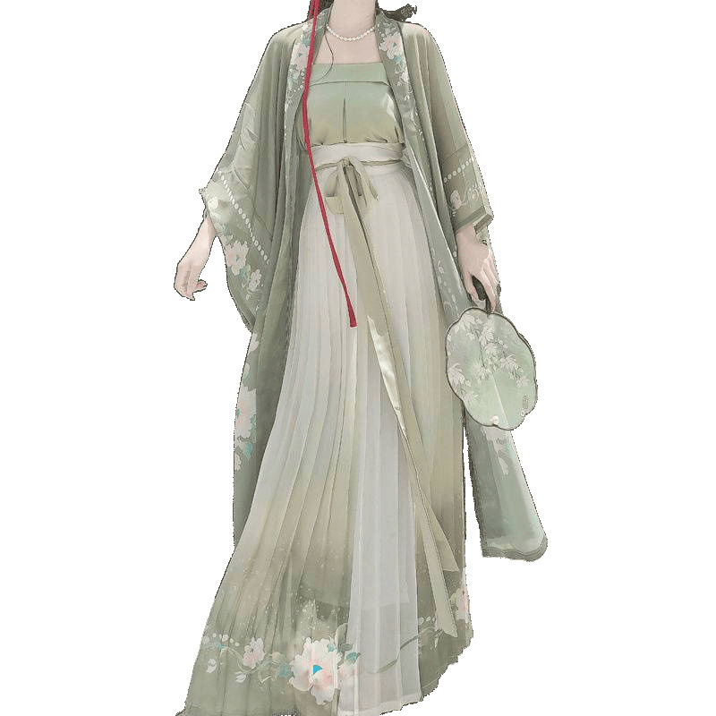 Chinese trend Hanfu for women, Song Dynasty printed long Gan Temple waist-length pleated skirt, fresh and daily spring and summer style Item Picture