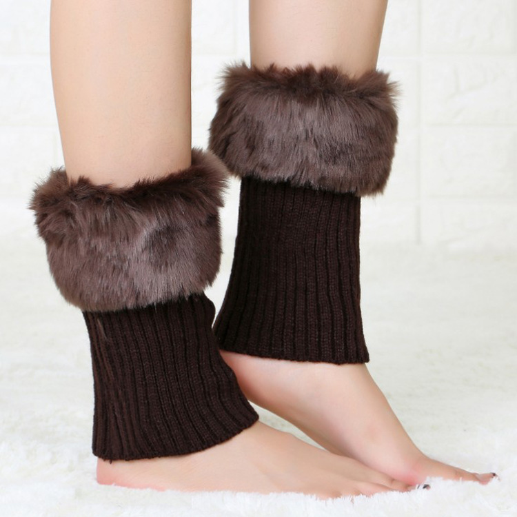 Korean autumn and winter short flap furry warm leg protection boot covers, fashionable over-the-knee sock covers, women's socks manufacturer wholesale