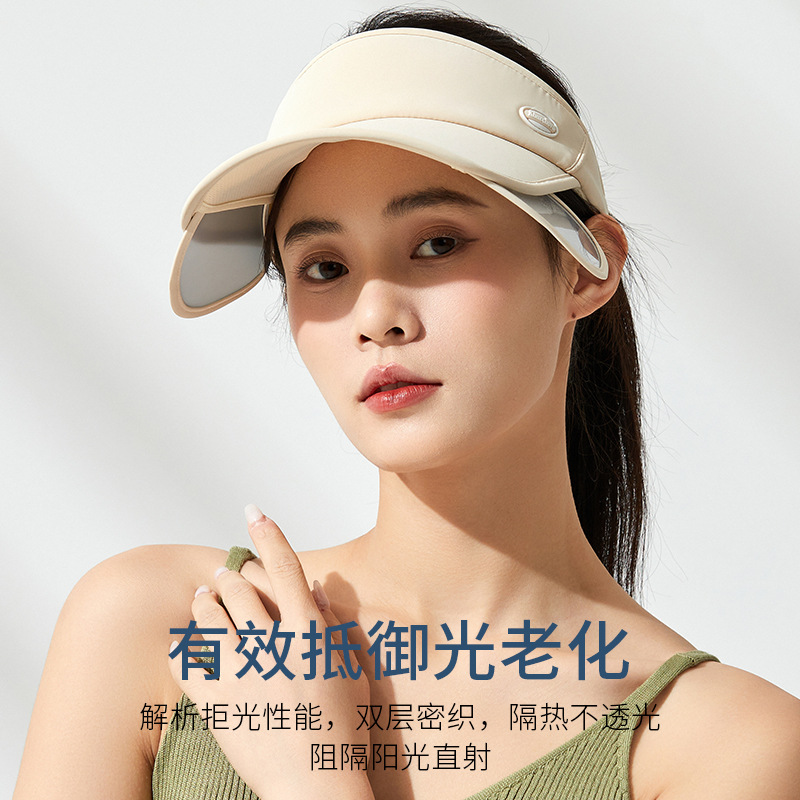 2023 New Telescopic Plate Empty Top Hat Women's Summer Sun Protection Uv Beach Riding Sun Hat Large Overhang Visor