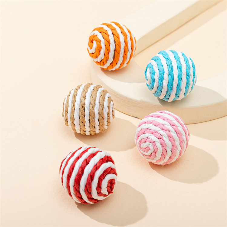 Paper rope balls, cat toys, colorful sisal balls, fresh candy-colored pet supplies, cat toy manufacturers