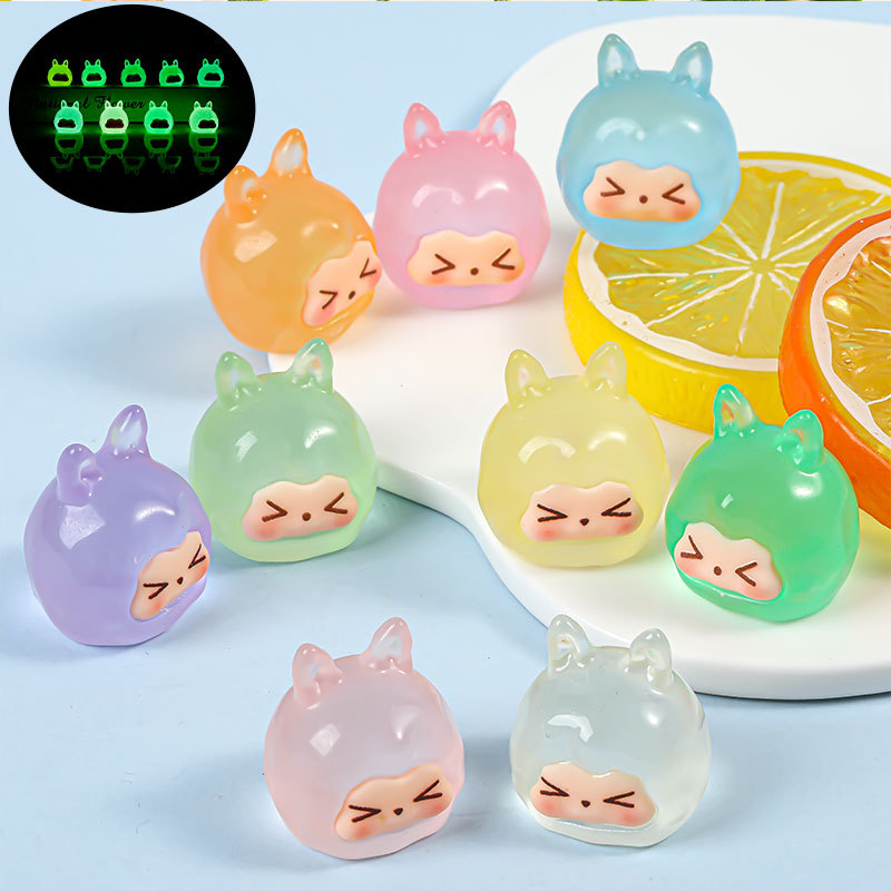 夜光布丁糖头KK diy饰品奶油胶树脂配件钥匙扣挂件车载萌粒小摆件