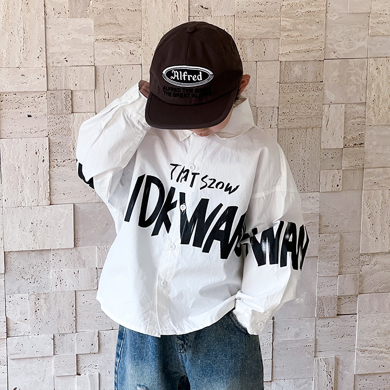 Boys' autumn shirt Children's shirt 2024 autumn children's clothing new style Little boys Korean stylish striped top trend details Picture