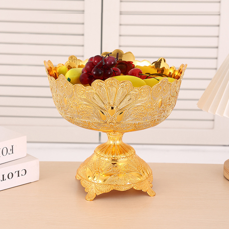 European Metal Gold Silver Fruit Tray Modern Home Living Room Coffee Table Creative Light Luxury Snacks Candy Bowl Fruit Bucket Application Scenario