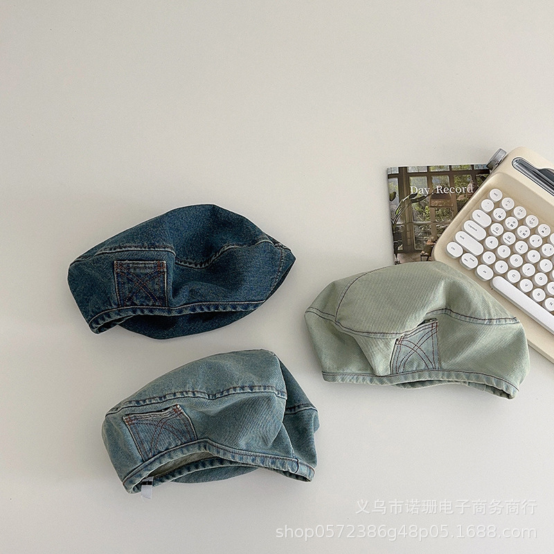 Early Fall New Retro Head Girth Cowboy Beret Pocket Design For Spring/Summer Round Face Child Painter Hat Trend