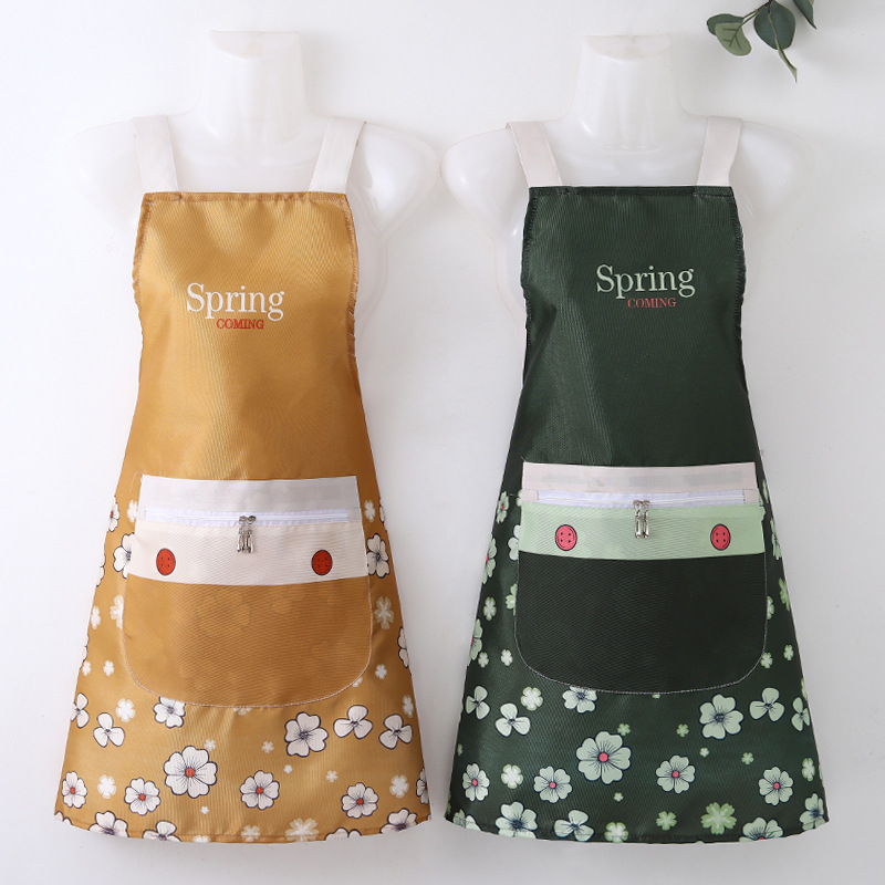 Wholesale Apron Waterproof And Oil-Proof Female Household Kitchen Apron Fashion Korean Version Of Anti-Fouling Work Clothes Waist Item Picture