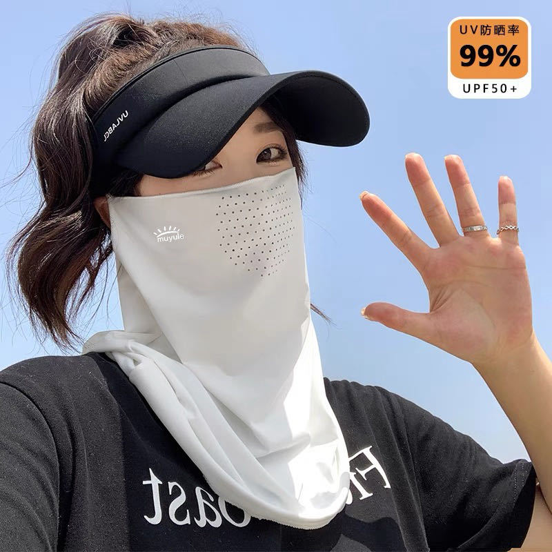 Summer sun protection face mask, women's outdoor full face neck guard, neck wrap, one-piece ear-hanging neck cover myl Specification image