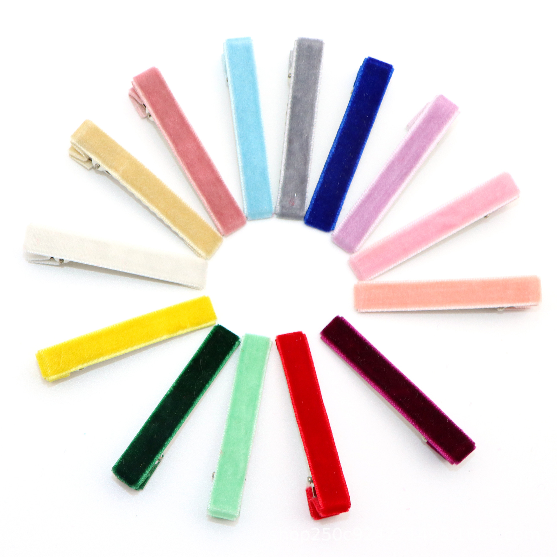 6cm鸭嘴夹丝绒包布优雅气质刘海夹植绒BB边底夹发饰配件发卡压扣