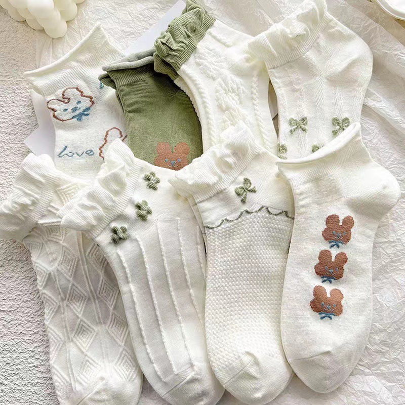 2022 New Men's And Women's Cotton Cute Lace Socks Socks Glass Stockings Breathable Boat Socks Wadded Sweat Trend Women's Socks Y155 details Picture