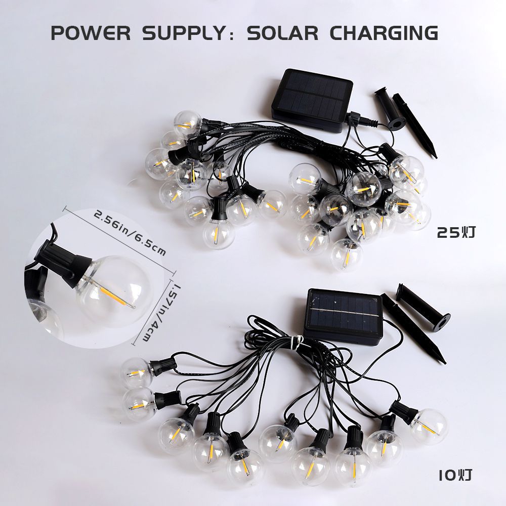 New LED bulb string G40 solar outdoor ambient light, camping courtyard decoration, waterproof and retro decorative light Application Scenario