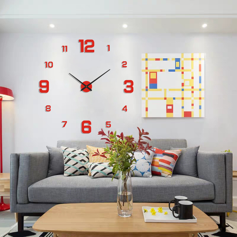 European-style simple large-sized luminous silent clock diy three-dimensional digital wall clock for living room and bedroom digital wall clock details Picture