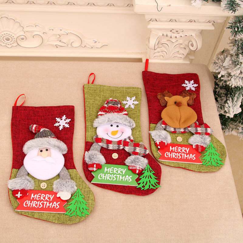 New Cross-Border Large Christmas Stocking Gift Bag Children's Candy Bag Cartoon Gift Bag Alphabet Brand Christmas Socks details Picture