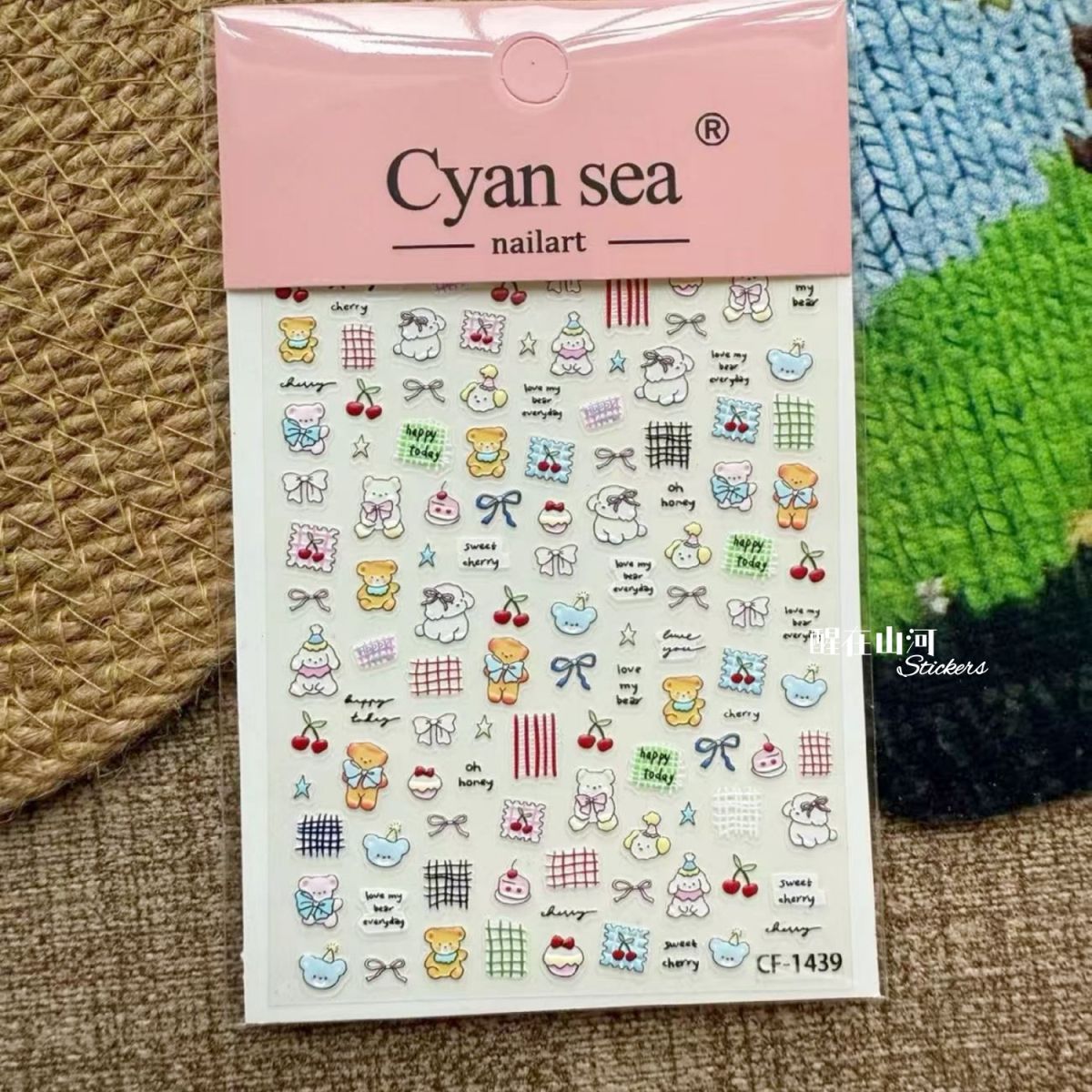 New Korean-style Instagram Apple 17 lens sticker, cute bear cowboy heart relief DIY mobile phone decoration sticker pic 7