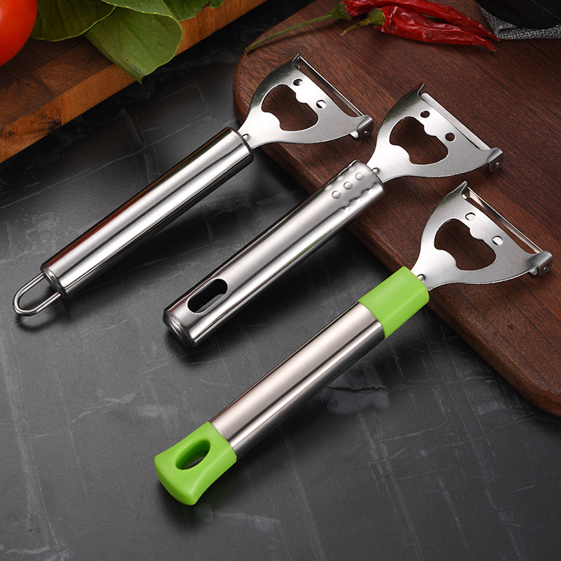 Stainless steel smiling melon peeler, creative dual-purpose peeler for peeling and opening bottles