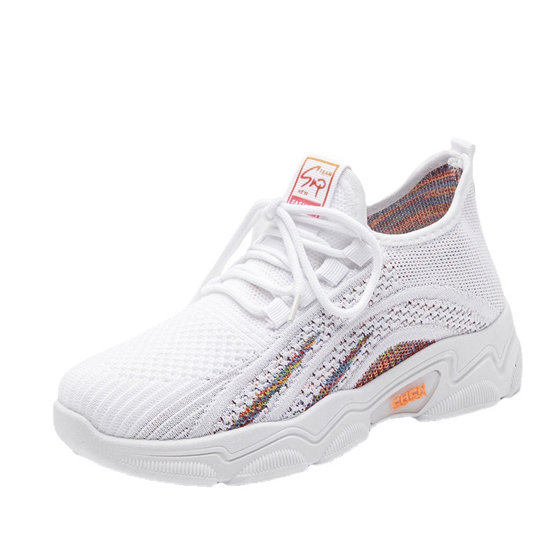 Shoes Women 2024 Spring New Korean Version Of The Trend Sports Shoes Thick Sole Increase Casual Single Shoes Breathable Flying Weaving Women's Shoes Item Picture