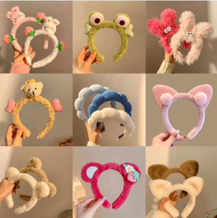 洗脸专用发箍女2024新款秋冬可爱小熊头箍束发带发卡发饰毛绒头饰