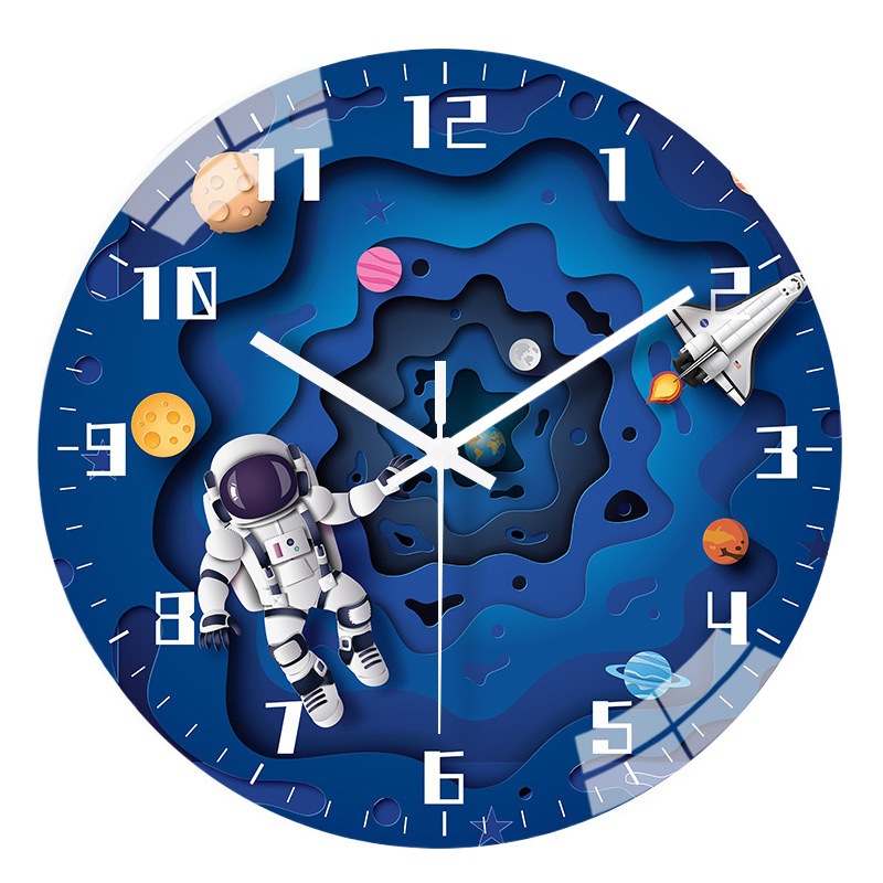 【8英寸20cm】儿童房创意个性宇航员挂钟现代简约家居静音时钟表详情图4