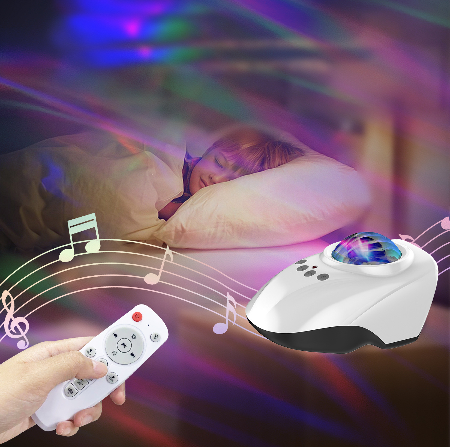 Aurora Ocean Projection Lamp, LED Starry Sky Projector, USB Bluetooth Music Atmosphere Projector, Night light details Picture