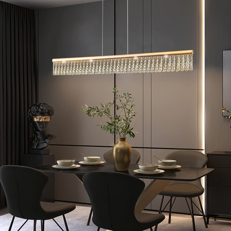 The 2022 new modern light luxury K9 crystal chandelier, aluminum material, living room, dining room, led lights, bedroom, simple, elegant and fashionable Application Scenario