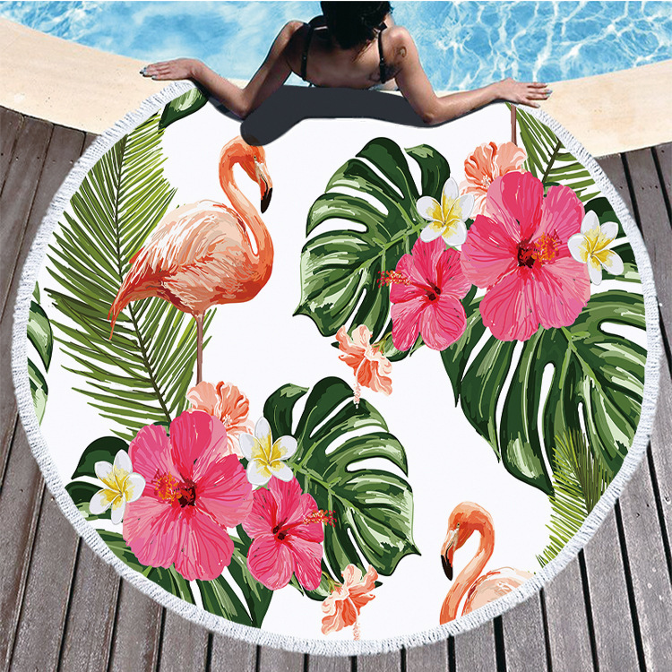 Beach Towel Custom Cross-Border Hot New Home 3D Digital Flamingo Print Swimming Bath Towel Absorbent Towel Specification drawing