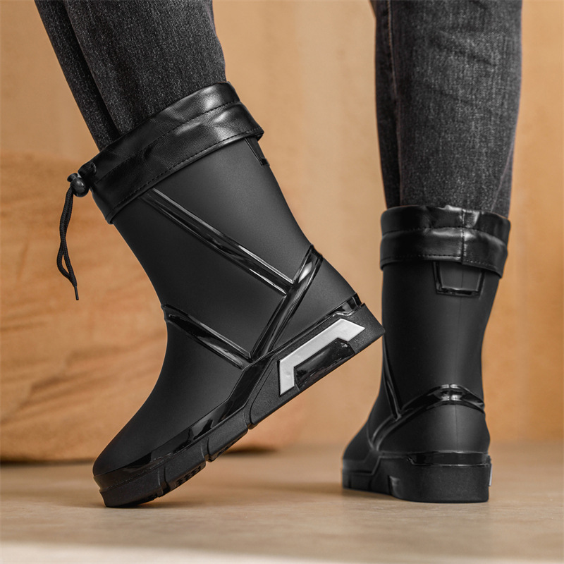 Cross-border fashion rain boots for men, versatile waterproof shoes for outdoor wear, rain outing, outdoor fishing shoes, anti-slip kitchen rubber shoes for men details Picture