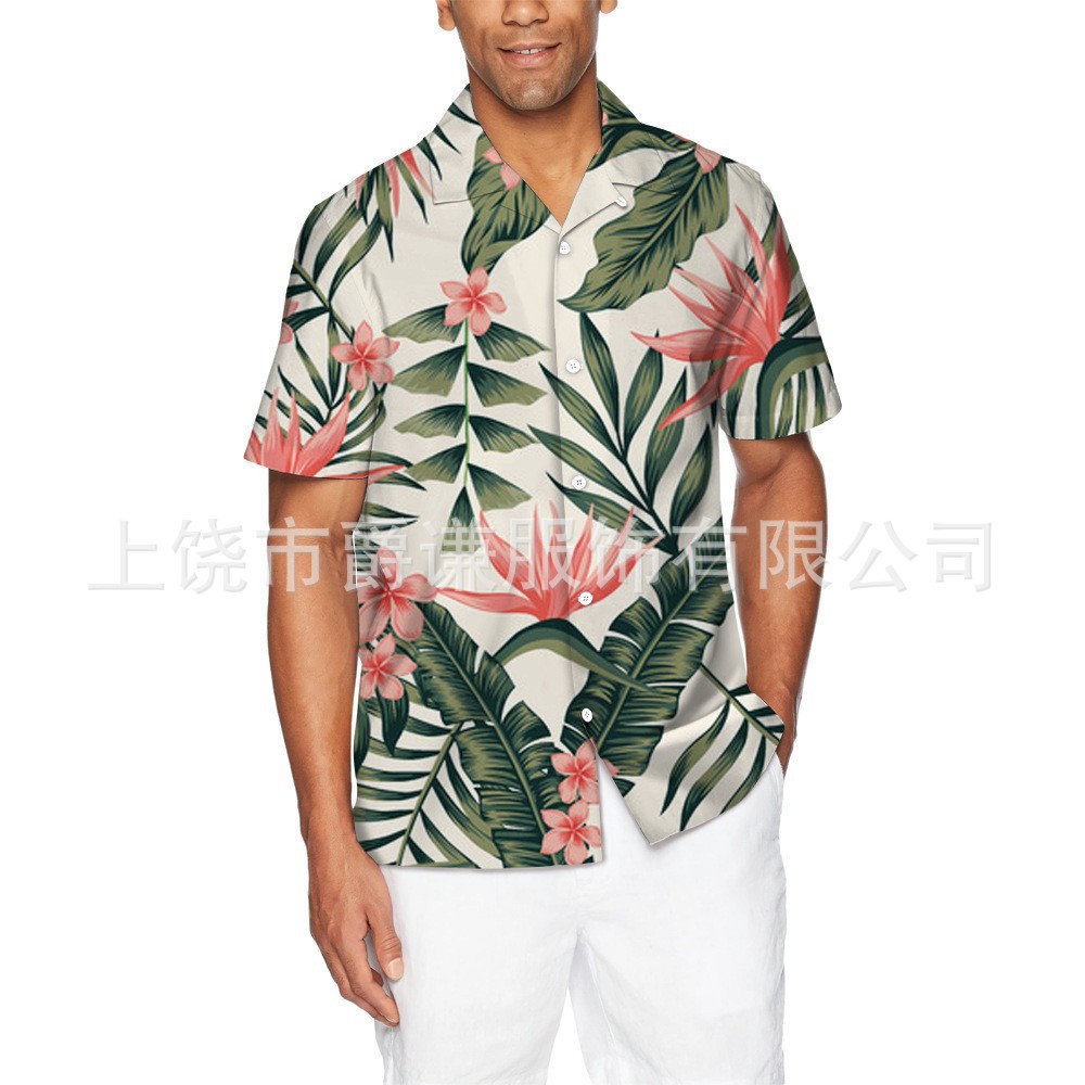 Cross-border foreign trade men's Hawaiian shirt, European-sized 3d printed beach shirt, cardigan, fashionable short-sleeved top. Here are the pictures Application Scenario