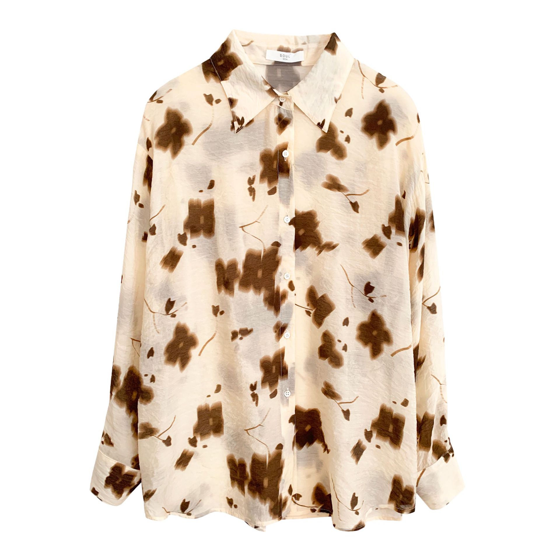 Su Yu Early Autumn 2022 New Lapel printed and Dyed Shirt Korean-style casual Loose long-sleeved shirt for women 2674 Item Picture
