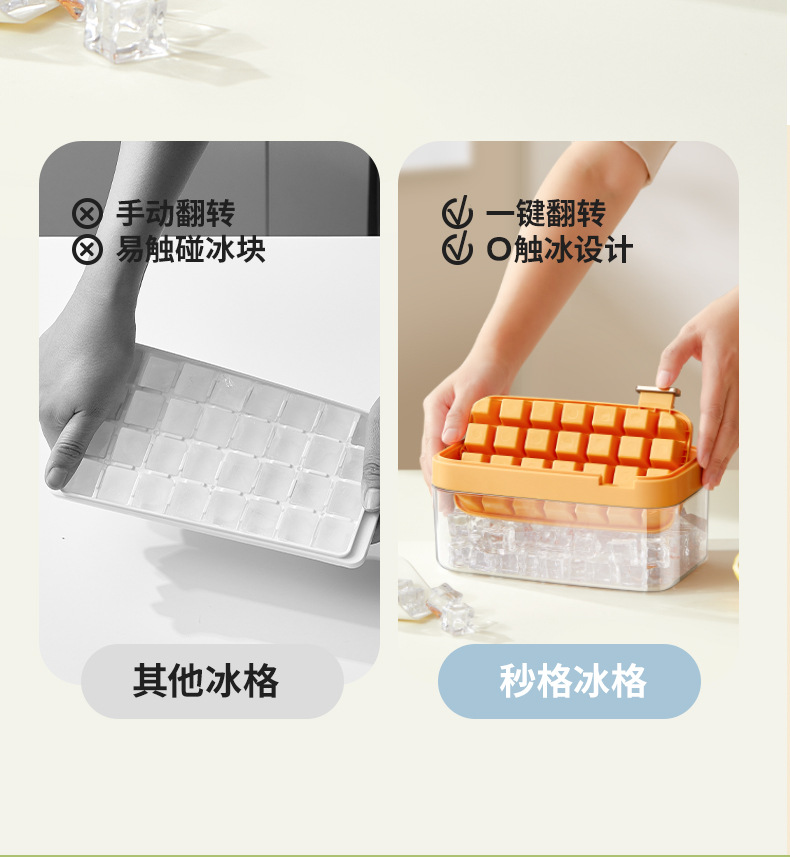 翻转冰格一键脱冰家用冰块模具夏季制冰神器冻冰块按压双层制冰盒详情5