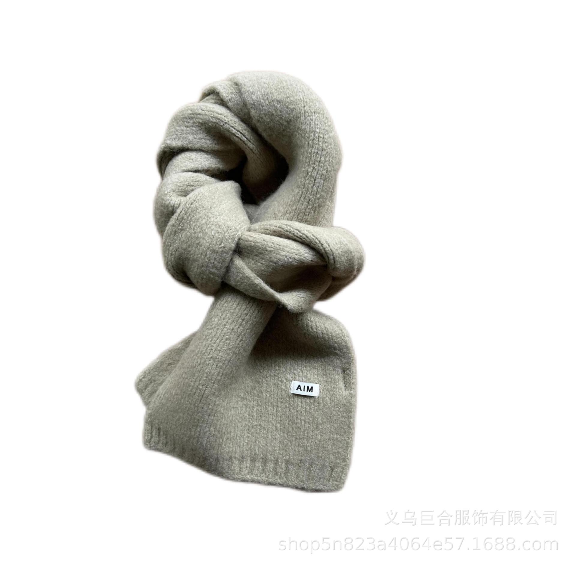 Web Red Bibbing Literary Korean Version Of Solid Color Wool Small Scarf 2023 New Autumn And Winter Female Ins Tide Item Picture