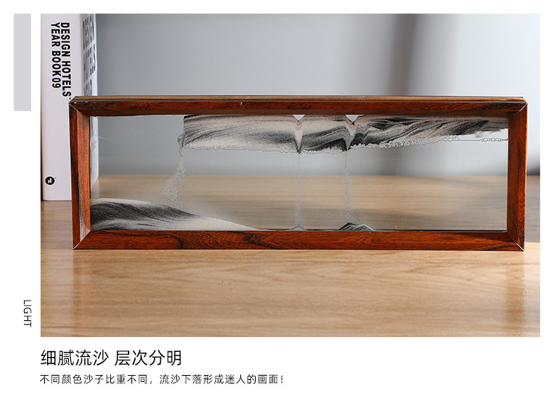 创意轻奢立体流沙画摆件客厅玄关家居装饰办公室解压桌面玻璃沙漏详情2