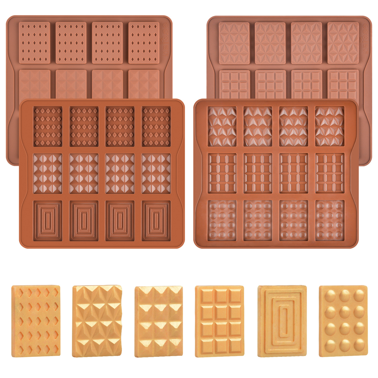 Direct sales of chocolate silicone molds in stock, 12-hole multi-shape baking molds, and manual baking tools