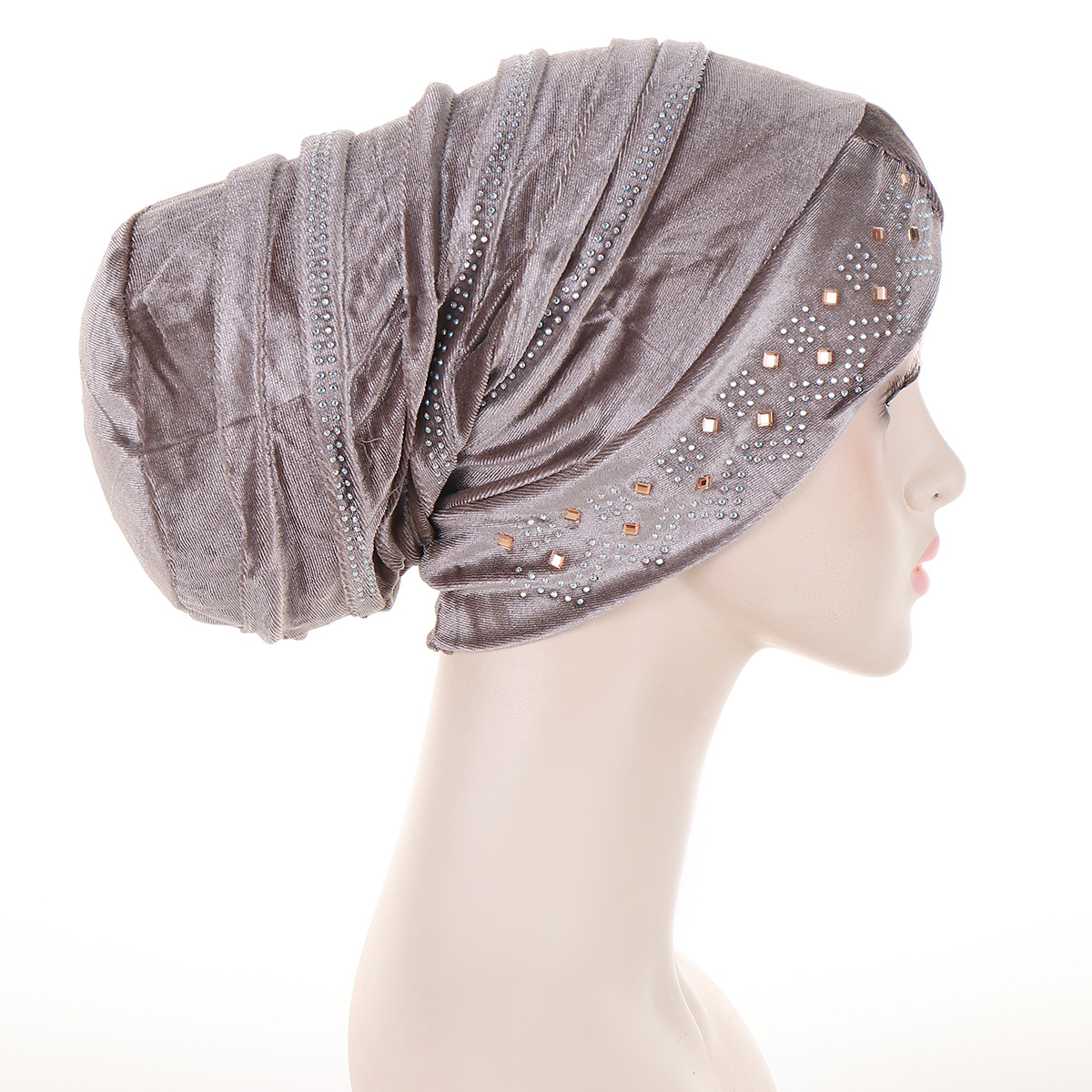 Aliexpress European And American Canary Iron Drill Hat Muslim Turban Folding Pile Hat In Stock details Picture