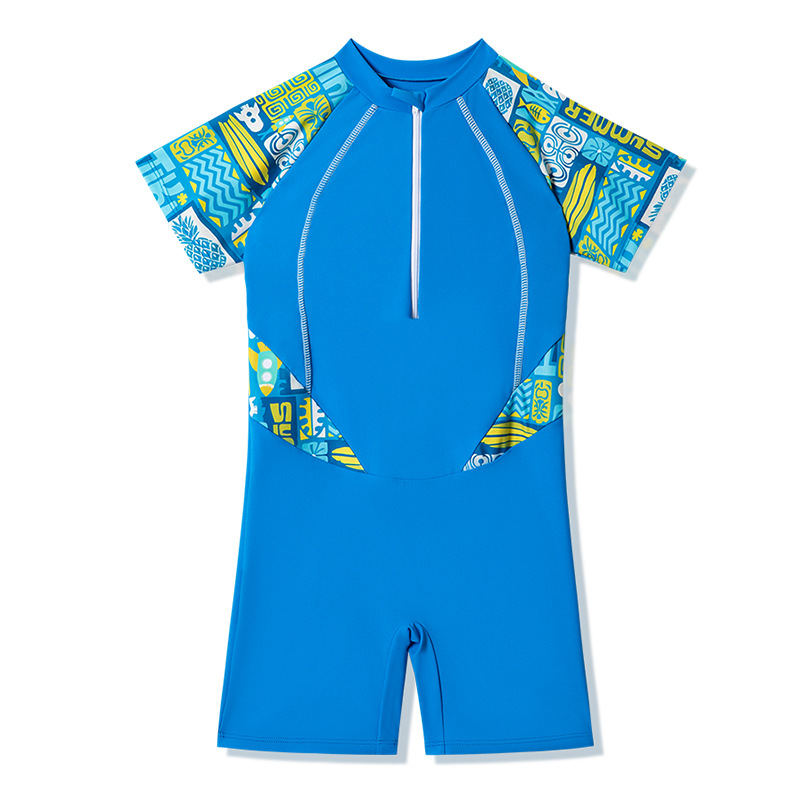 Kids' Swimsuit Boys 2024 New One-Piece Swimsuit Big Boys' Swimsuit Training Cartoon Crewneck Comfort Item Picture