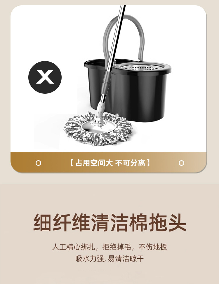包邮子母式拖把桶套装懒人免手洗净污分离旋转拖把桶套装组合详情10