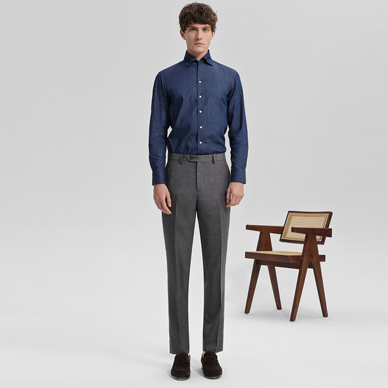 New textured drape no-iron dress pants for men, straight-leg loose business casual slimming work suit pants for summer details Picture