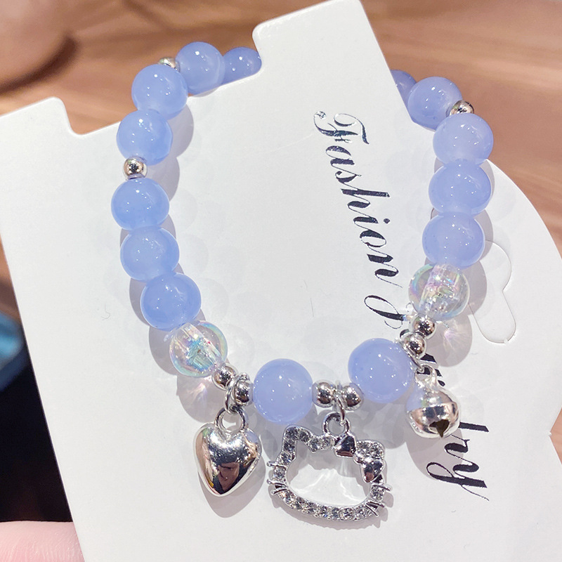 Cute cat candy color bracelet Children's Day send students love bracelet wholesale metal bell diamond jewelry female Application Scenario