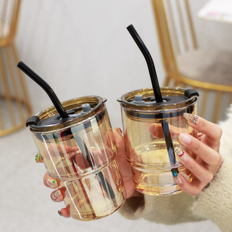 咖啡杯/创意l高颜值/吸管玻璃杯细节图
