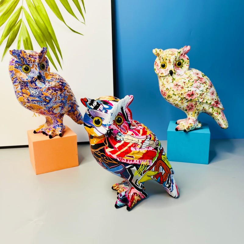 猫头鹰摆件庭院客厅家居电视柜酒柜桌面装饰树脂工艺品家居装饰品