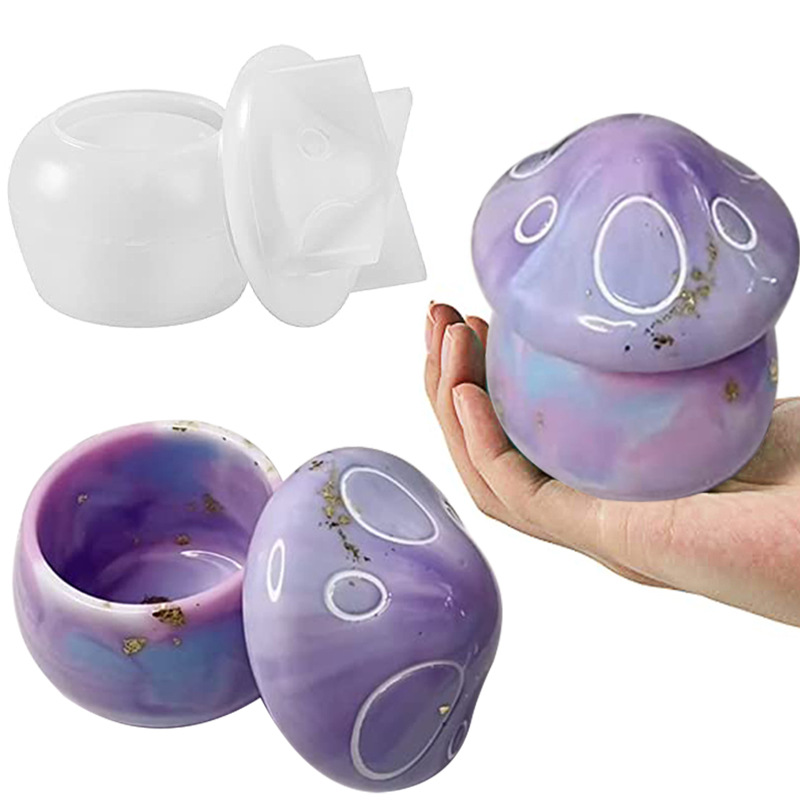 diy crystal resin mold, mushroom jar, storage box, decorative item, jewelry, resin mirror jar, bottle, silicone mold