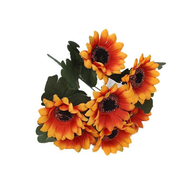 Artificial flowers, sunflowers, retro home decoration, soft furnishings, artificial flower bouquets, living room decoration, flower arrangements, flower ornaments, wedding floral art Item Picture