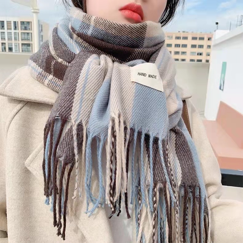 Scarf Female Winter Korean Version Of All Vintage Plaid Imitation Cashmere Girl Student Bib Couple Shawls Wholesale Manufacturers details Picture