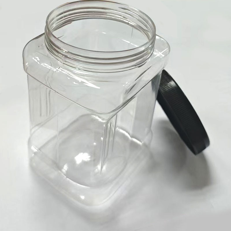 1.2L creative hand-held square plastic bottle empty can, food-grade pet freeze-dried sealed transparent plastic can Specification drawing