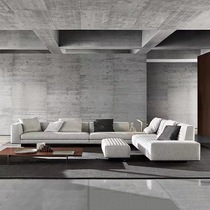 Italian minimal leather cloth combined with Minottti sofa. Rogier designer Rogier sofa Concubine position