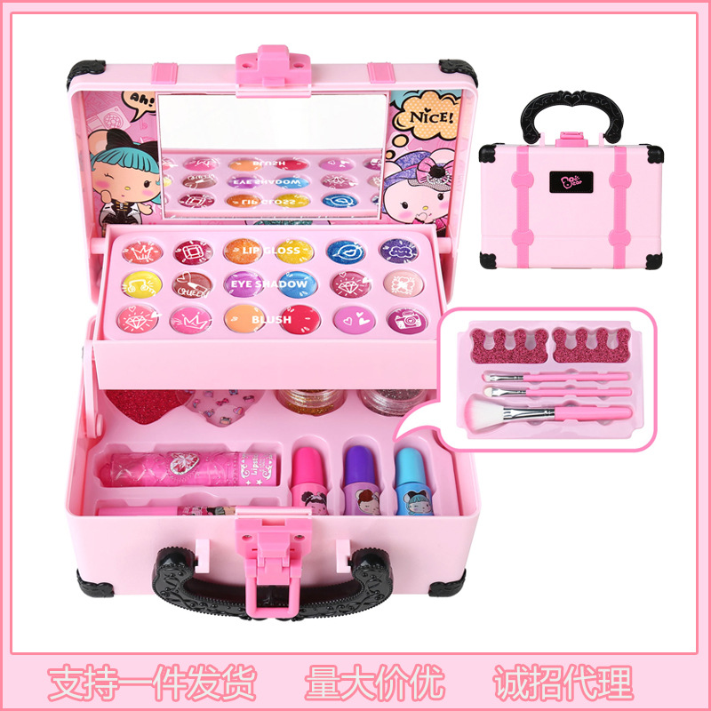 跨境儿童彩妆玩具女孩演出化妆手提箱公主化妆套装女孩子生日礼物