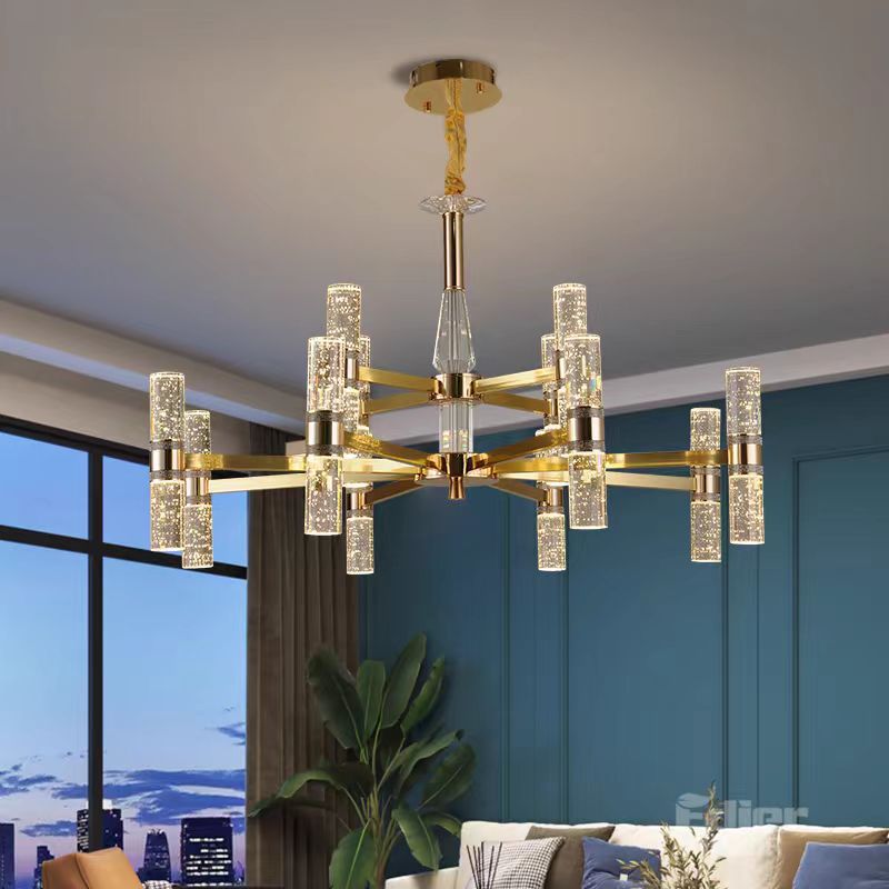 New modern, simple and light luxury bubble column crystal living room chandelier, high-end and elegant, full-house villa, dining room and bedroom lamp