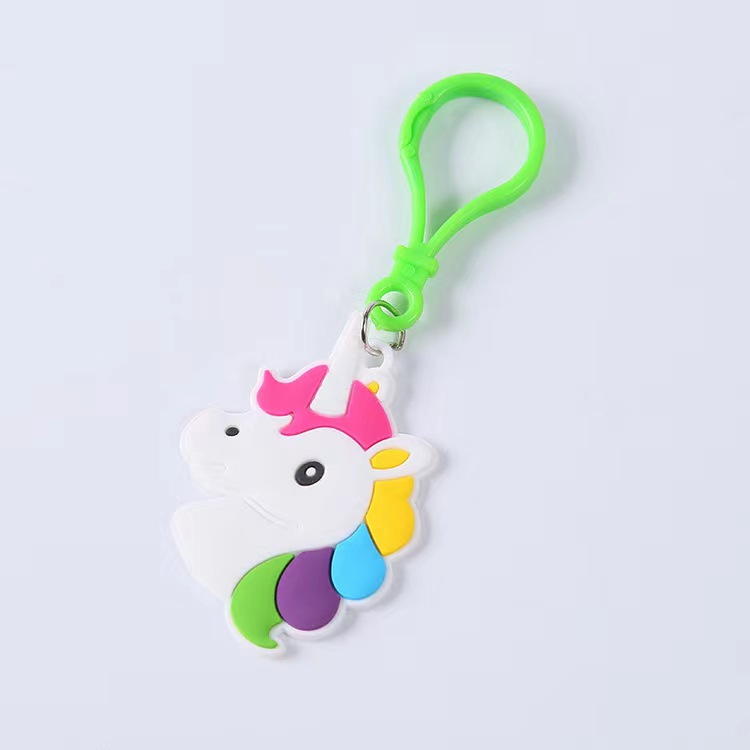 New Amazon cartoon unicorn keychain, PVC soft rubber rainbow pendant, accessory, small gift and toy Application Scenario