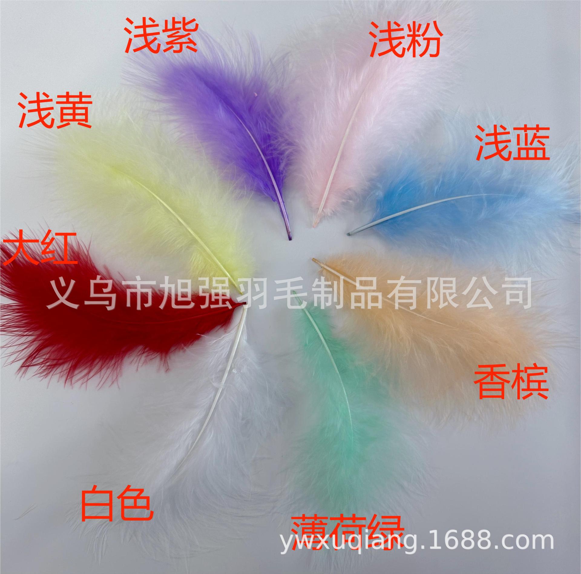 厂家直销火鸡全绒羽毛 马卡龙色DIY羽毛 彩色羽毛 羽毛配饰