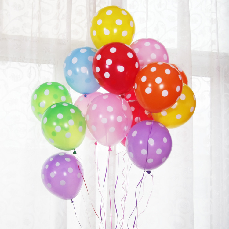 波点气球生日派对气球婚庆生日开业庆12寸2.8克圆形乳胶圆点气球图