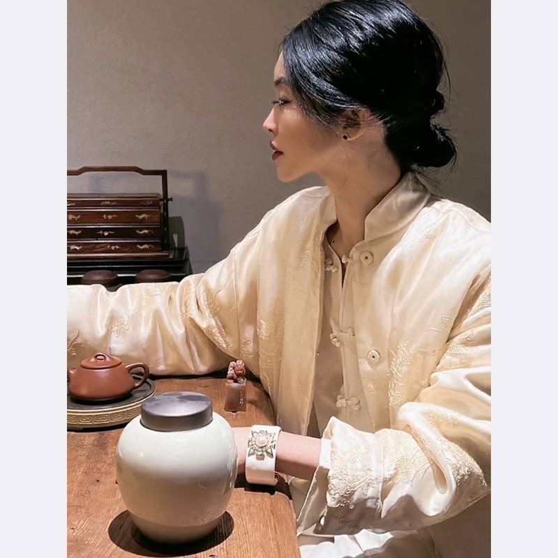 新中式女装国风夹棉时尚宽松外套2024年春装唐装冷淡系上衣