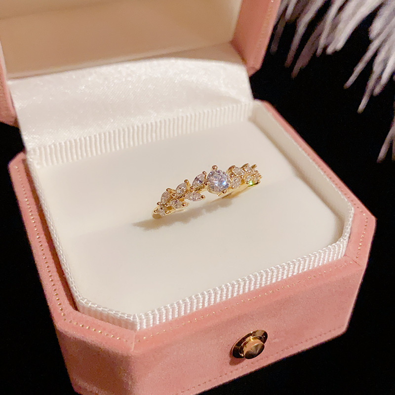 Kimoj's New 2025 Ring, With A Trendy And High-End Feel, Is A Delicate Zircon Wheat Ear Ring For Women, Featuring A Fashionable And Niche Design With A Unique Personality Specification drawing